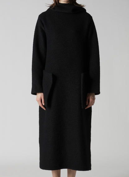 WOOL SHEEP PILE HIGH NECK DRESS
