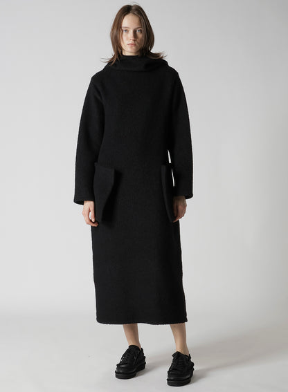WOOL SHEEP PILE HIGH NECK DRESS