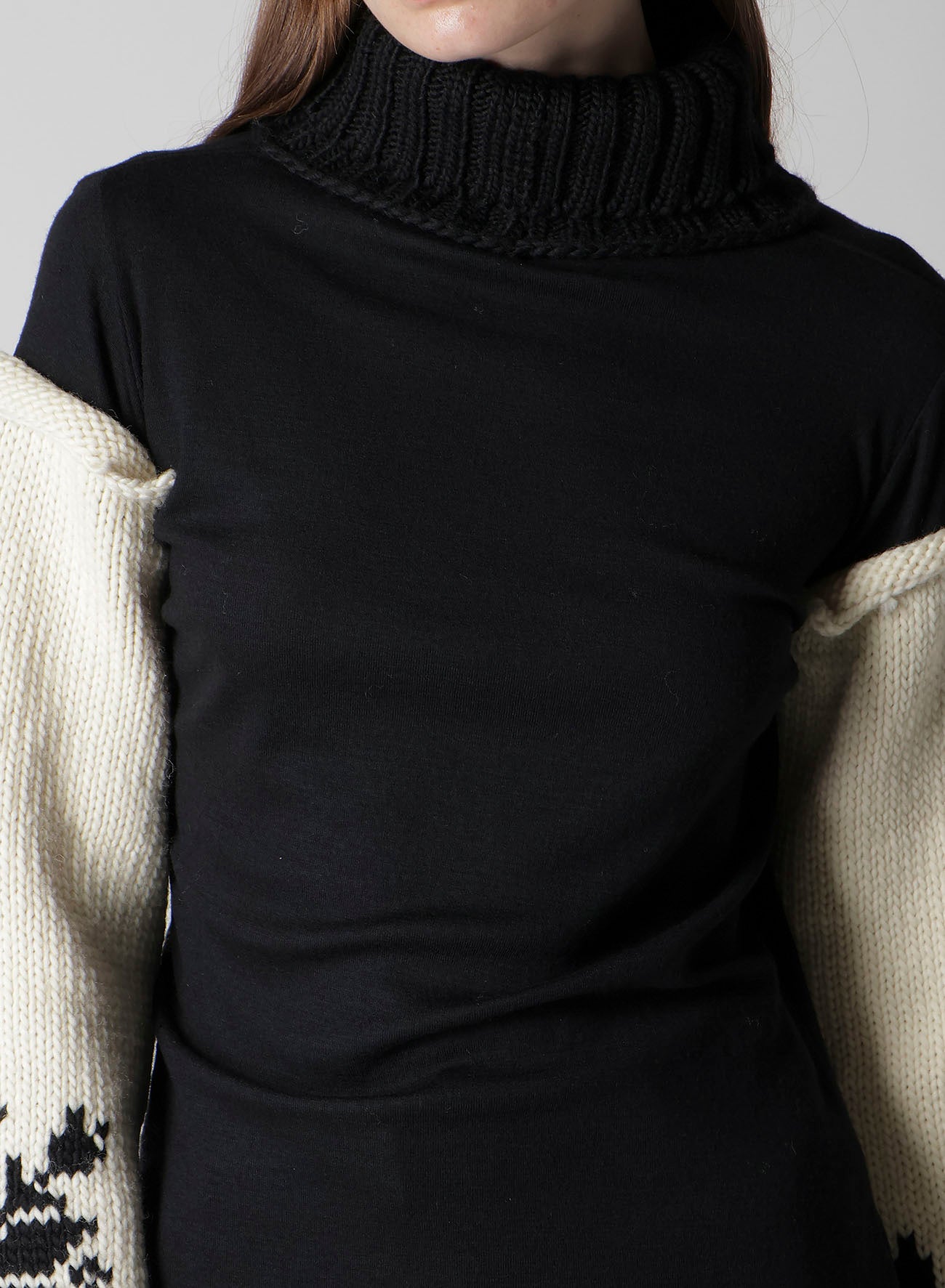 WOOL INTERLOCK SNOW PATTERN HIGH NECK PO