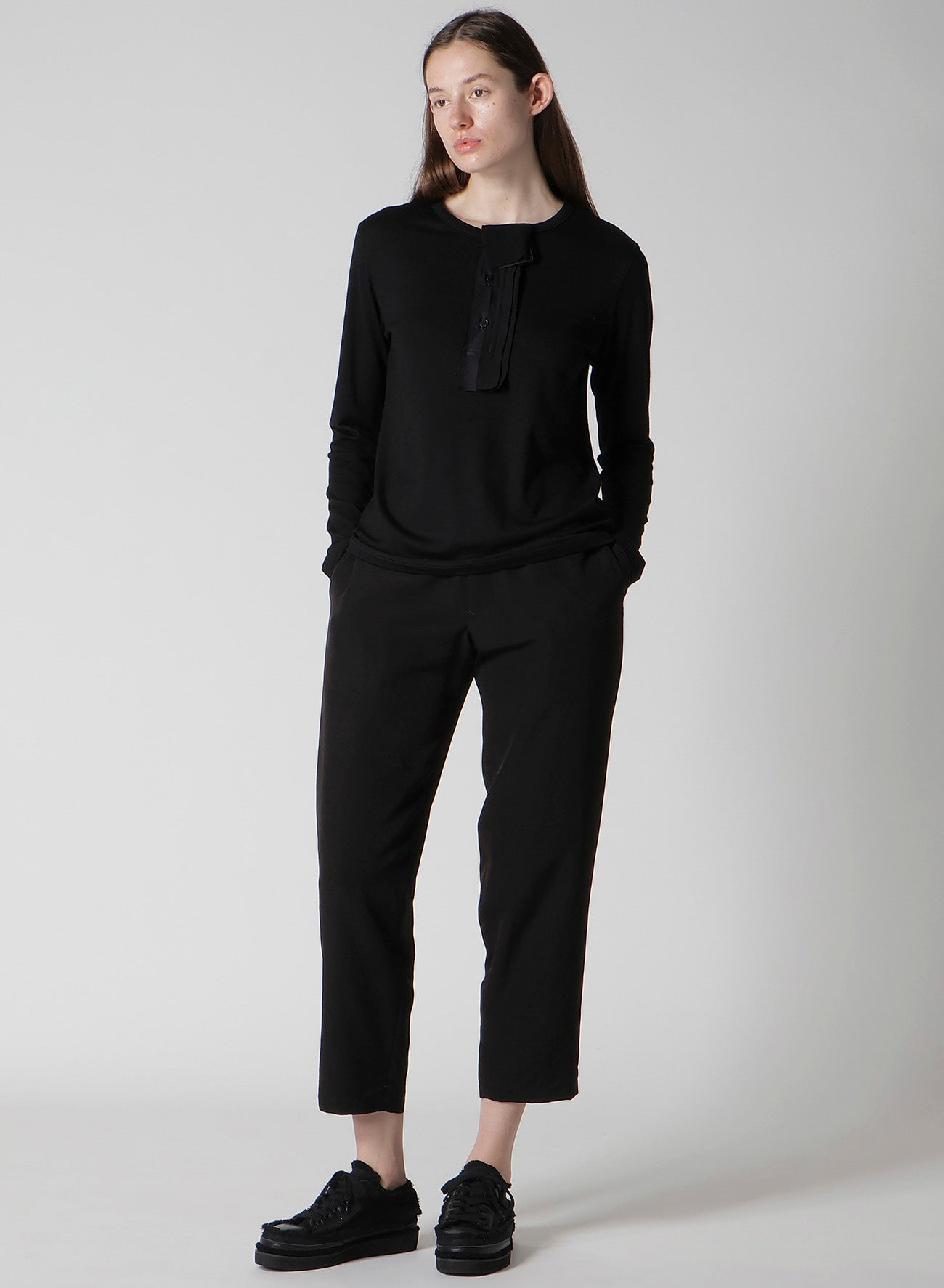 WOOL SINGLE JERSEY HENLEY NECK PO
