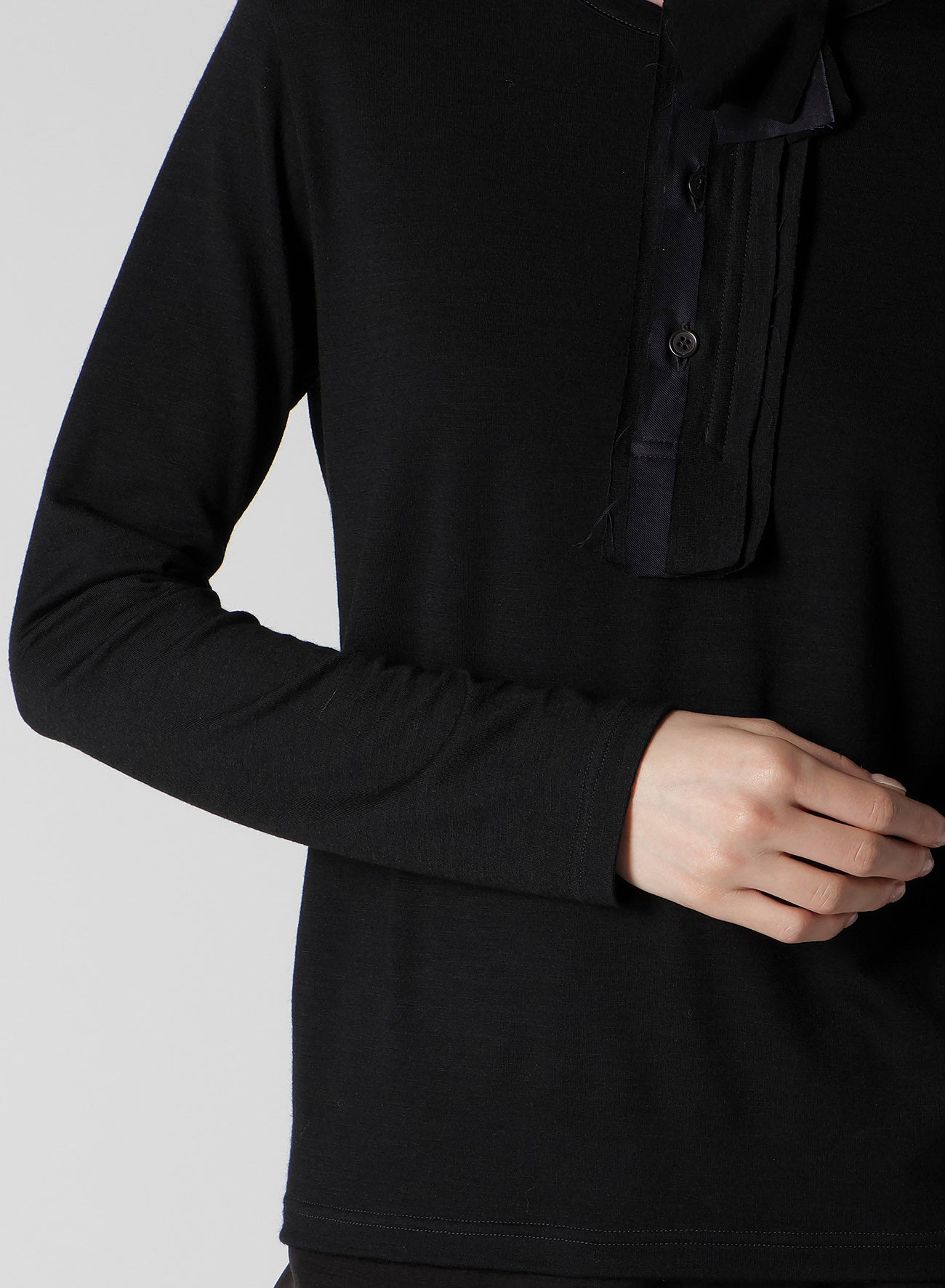 WOOL SINGLE JERSEY HENLEY NECK PO