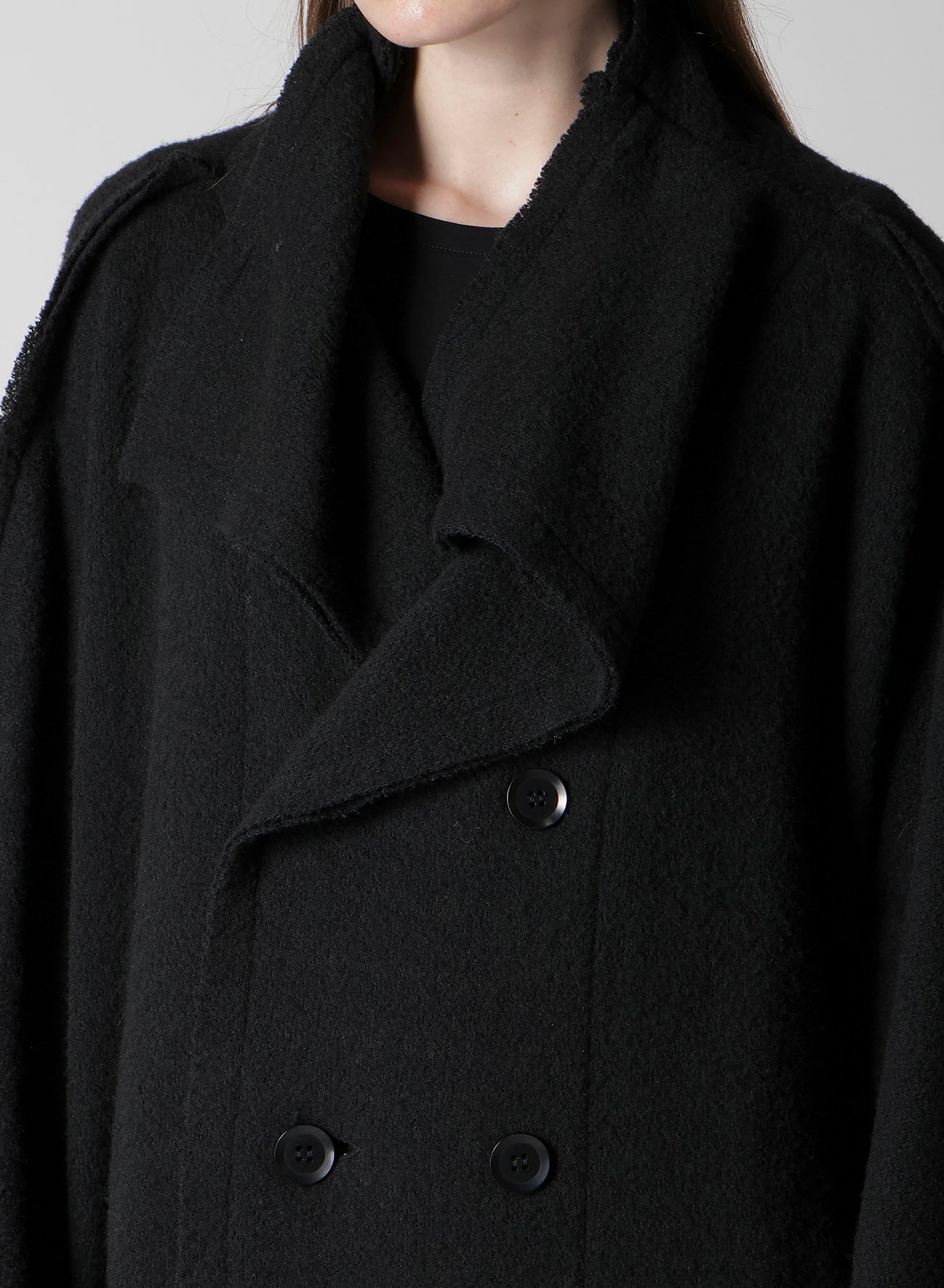 BRUSHED BOUCLE SEAM DETAIL PEA COAT