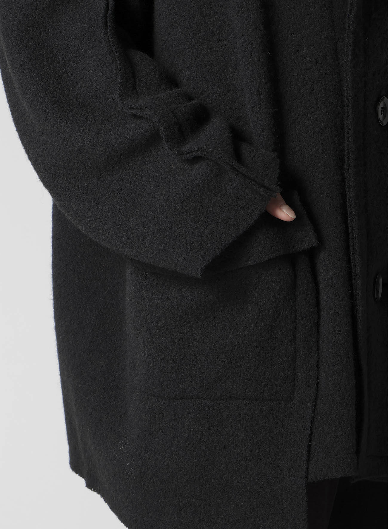 BRUSHED BOUCLE SEAM DETAIL PEA COAT
