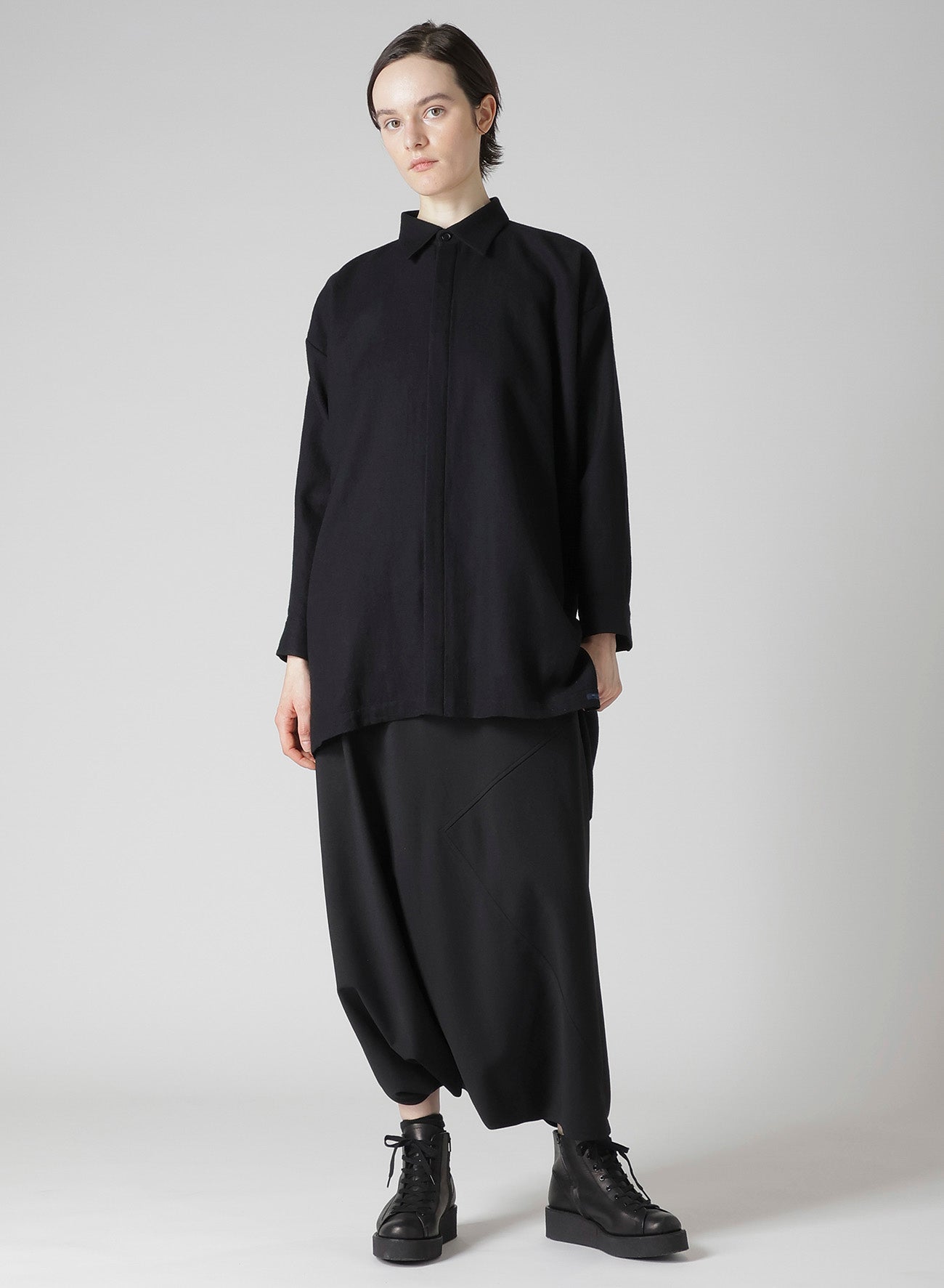 WOOL VIYELLA DOUBLE PLACKET BLOUSE