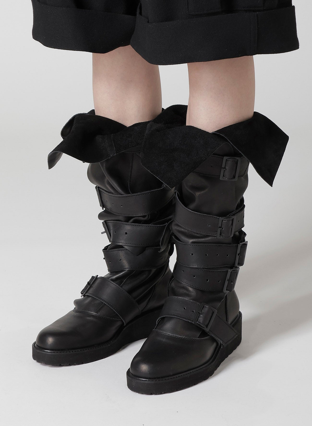 SOFT OIL LEATHER 5STRAPS LONG BOOTS