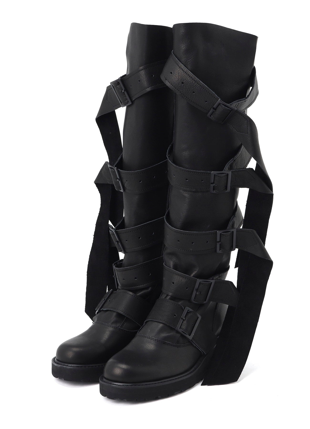 SOFT OIL LEATHER 5STRAPS LONG BOOTS