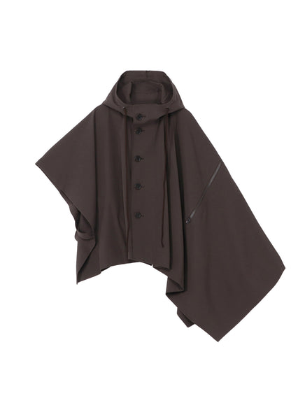 HIGH-TWISTED GABARDINE HOODED CAPE COAT