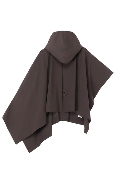 HIGH-TWISTED GABARDINE HOODED CAPE COAT