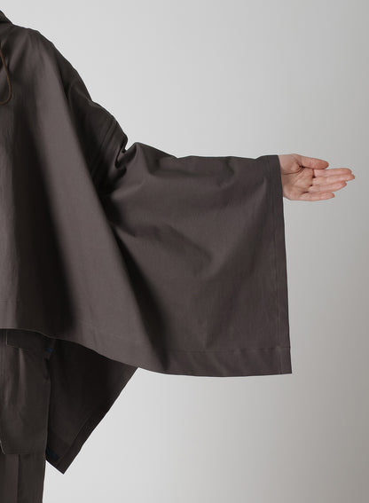 HIGH-TWISTED GABARDINE HOODED CAPE COAT