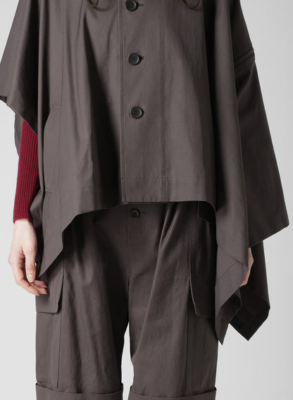 HIGH-TWISTED GABARDINE HOODED CAPE COAT