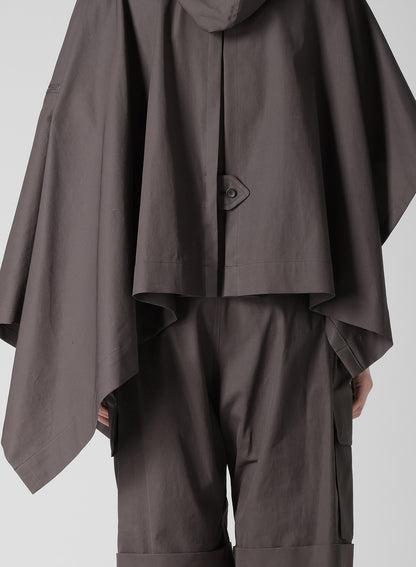 HIGH-TWISTED GABARDINE HOODED CAPE COAT