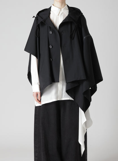 GABARDINE HOODED CAPE COAT