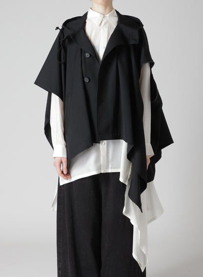 GABARDINE HOODED CAPE COAT