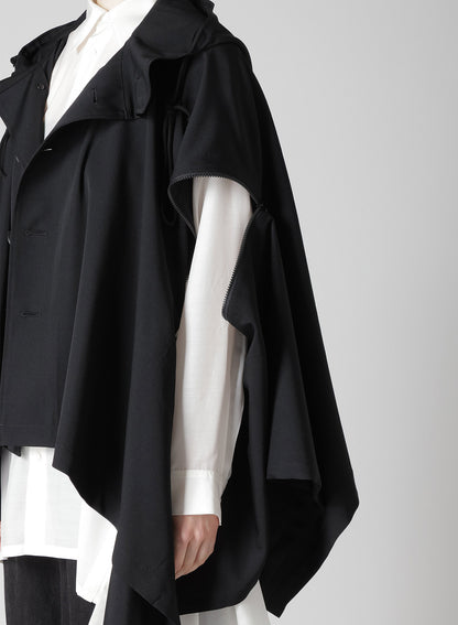 GABARDINE HOODED CAPE COAT