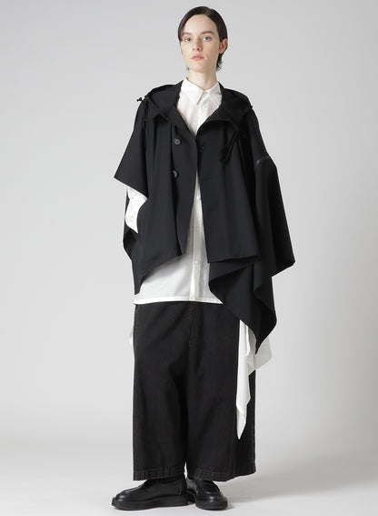 GABARDINE HOODED CAPE COAT