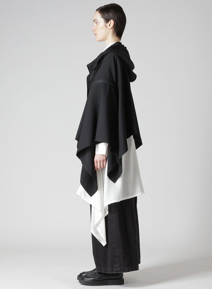 GABARDINE HOODED CAPE COAT