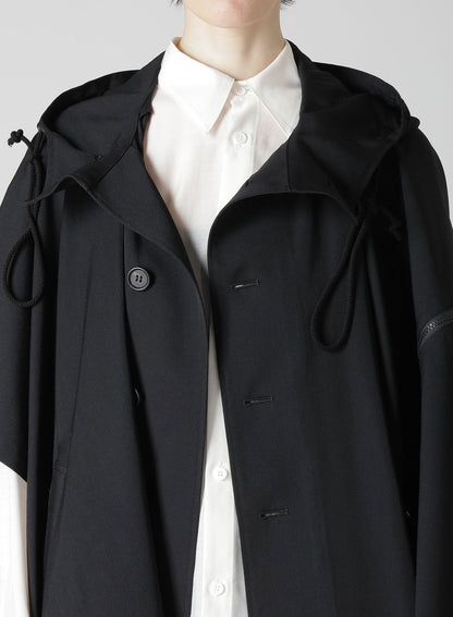 GABARDINE HOODED CAPE COAT