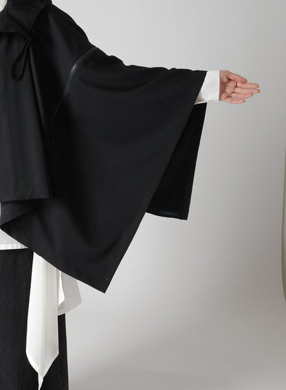GABARDINE HOODED CAPE COAT