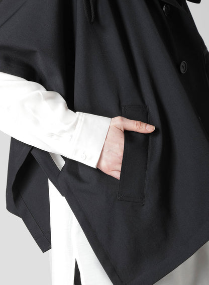 GABARDINE HOODED CAPE COAT