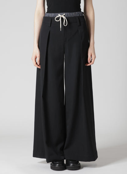 GABARDINE LAYERED-LIKE WIDE PANTS