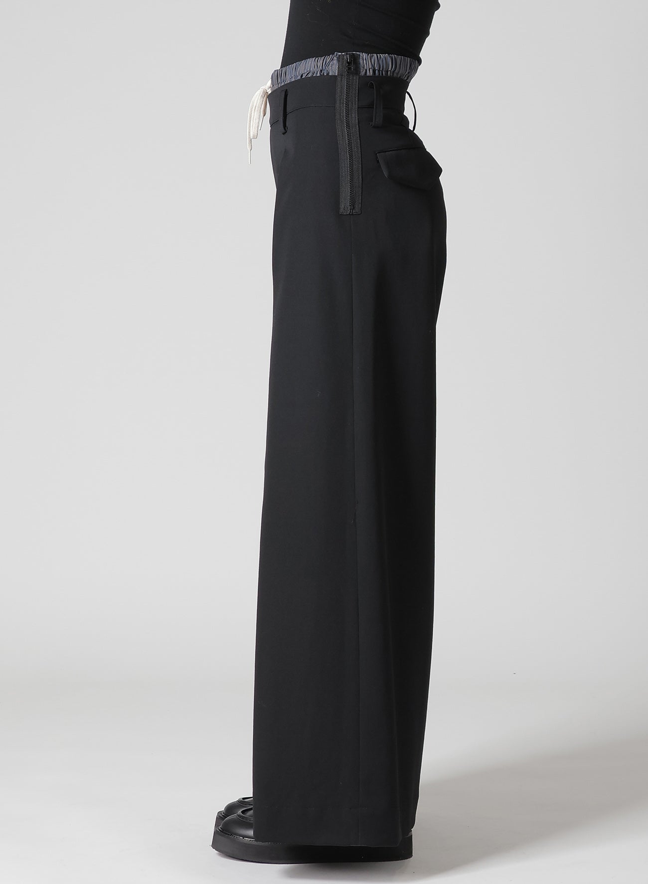GABARDINE LAYERED-LIKE WIDE PANTS