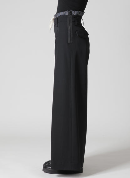 GABARDINE LAYERED-LIKE WIDE PANTS