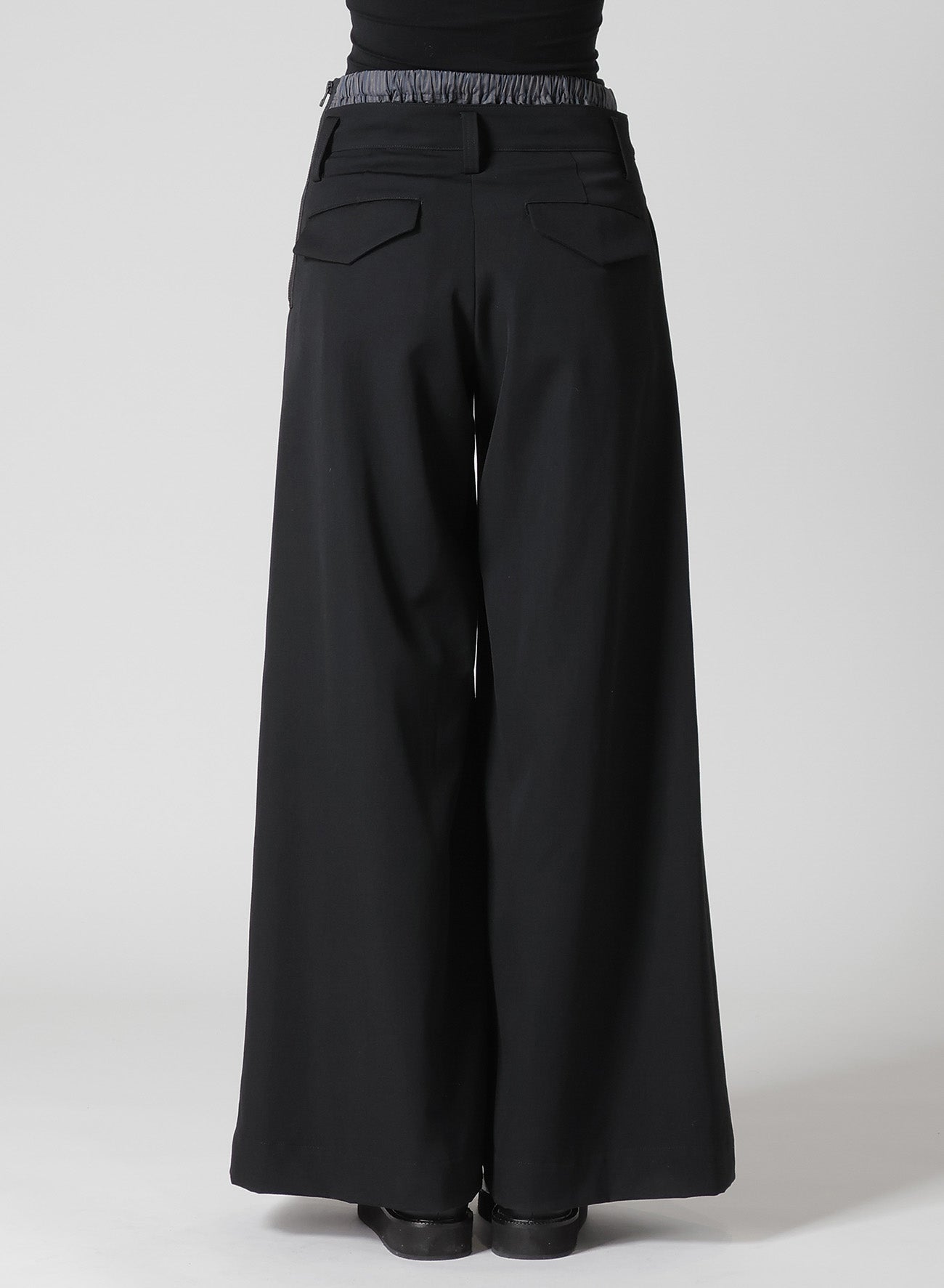 GABARDINE LAYERED-LIKE WIDE PANTS