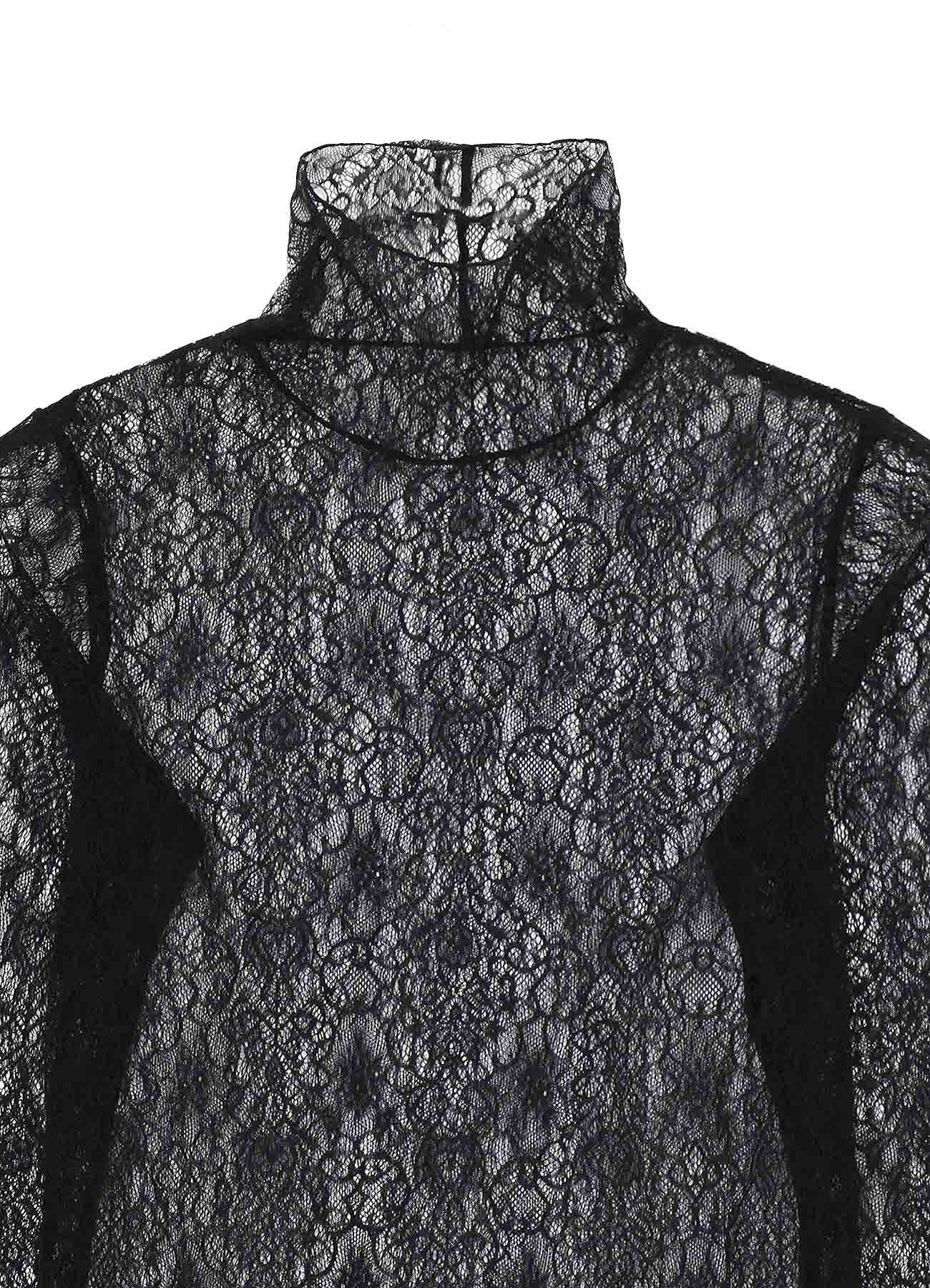 STRETCHED LACE R-TURTLENECK T