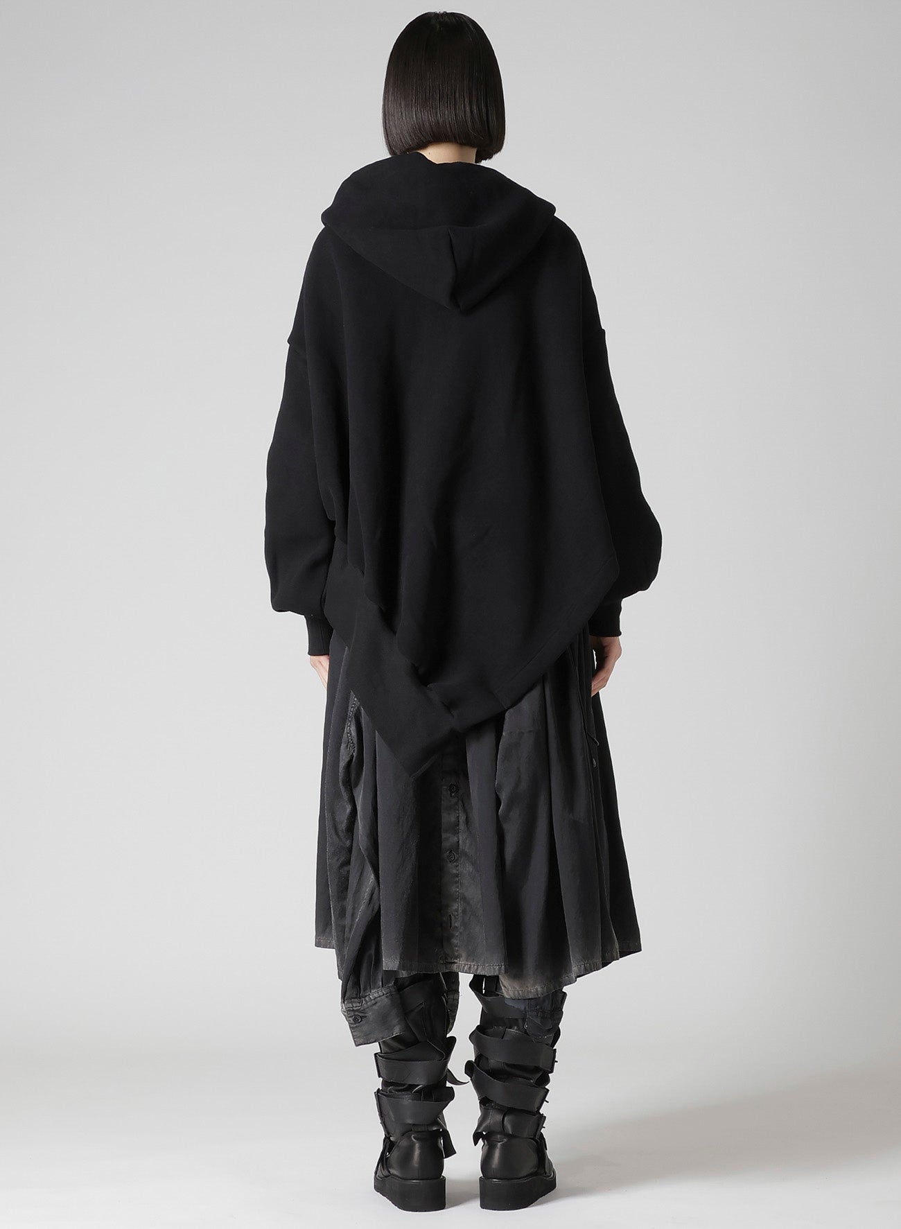 Liy/C BRUSHED FRENCH TERRY UNBALANCED HOODIE A