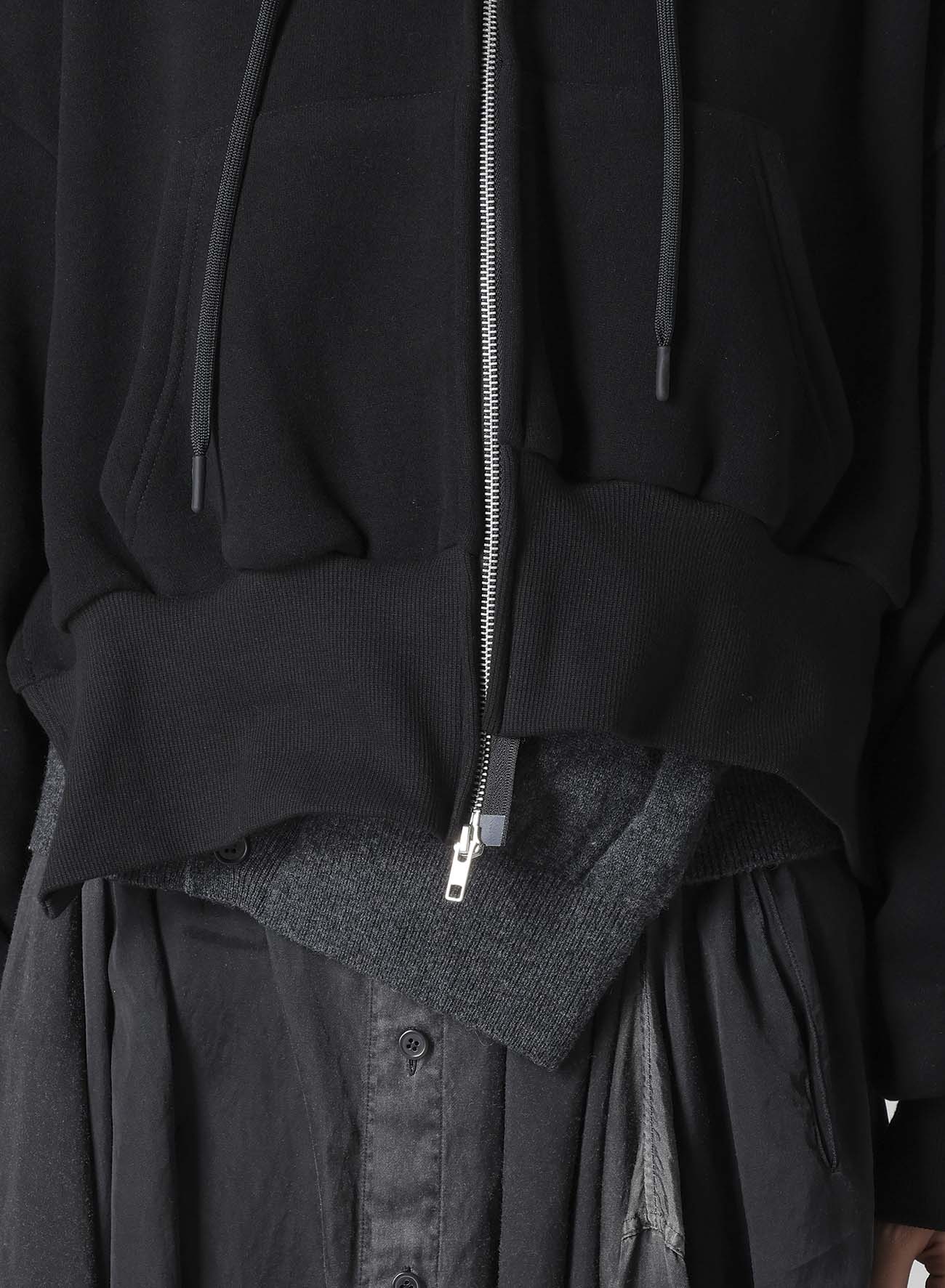 Liy/C BRUSHED FRENCH TERRY UNBALANCED HOODIE A