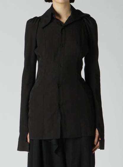 CELLULOSE POPLIN PUFF SLV SLIM FIT BLOUSE