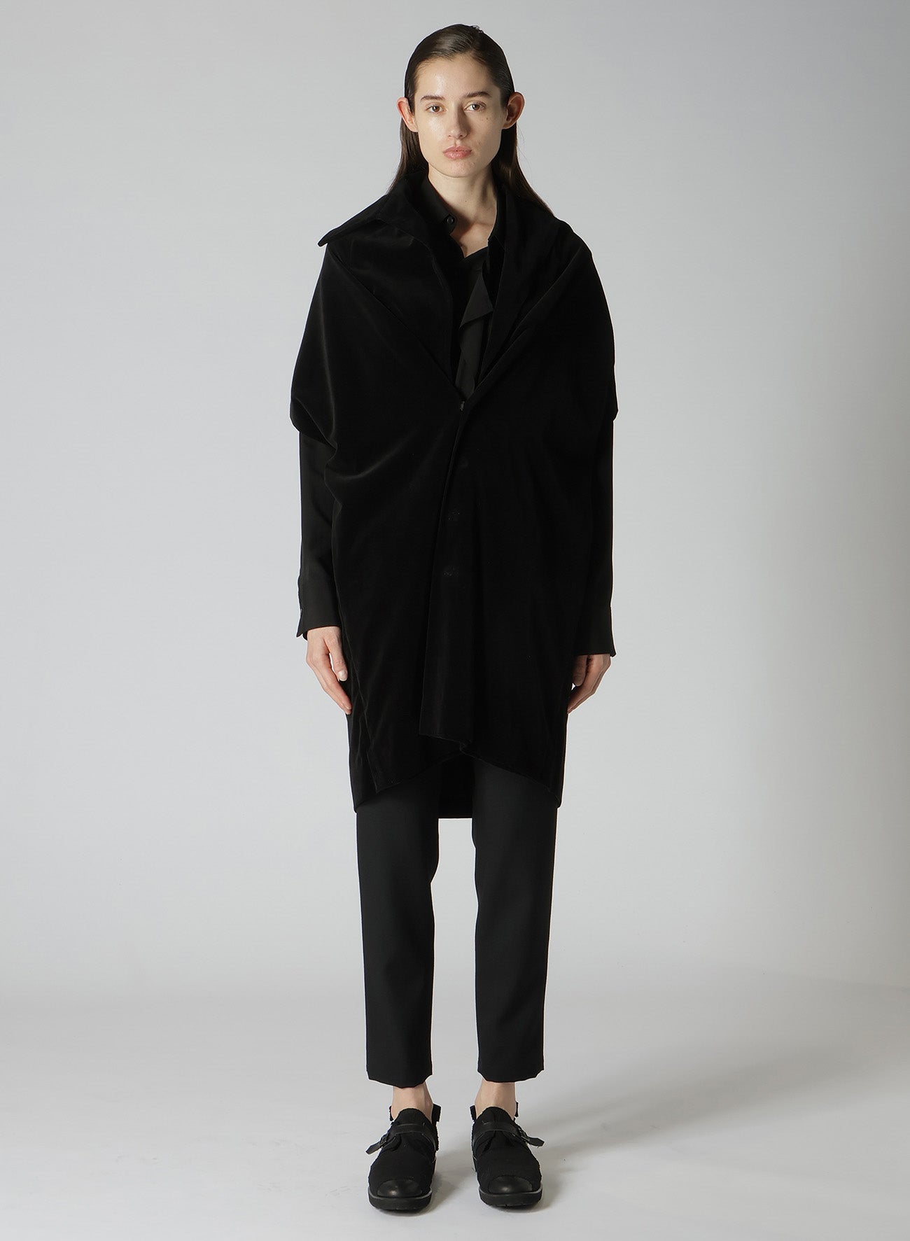 C/Ry VELVET DRAPED NECK DRESS