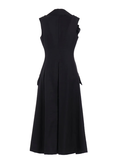 S/W TWILL FRONT DRAPED SLEEVELESS DRESS