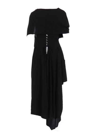 Ry LAWN BACK LACE UP DRAPED DRESS
