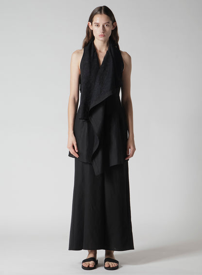C/Li GABARDINE DRAPED LONG VEST