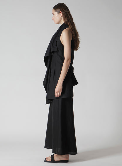 C/Li GABARDINE DRAPED LONG VEST