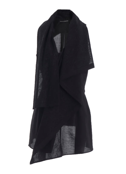 C/Li GABARDINE DRAPED LONG VEST