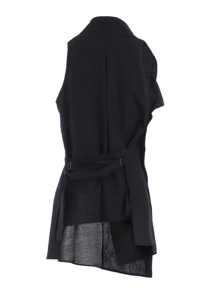 C/Li GABARDINE DRAPED LONG VEST