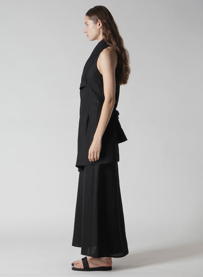 C/Li GABARDINE DRAPED LONG VEST