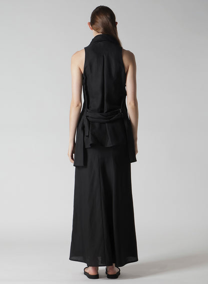 C/Li GABARDINE DRAPED LONG VEST