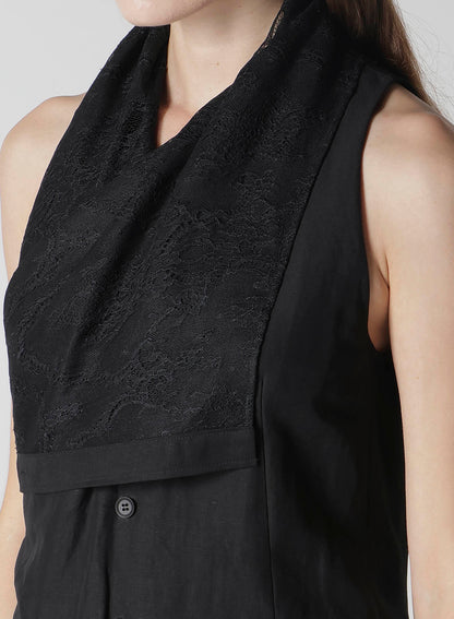 C/Li GABARDINE DRAPED LONG VEST