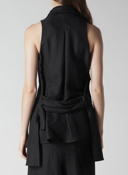 C/Li GABARDINE DRAPED LONG VEST