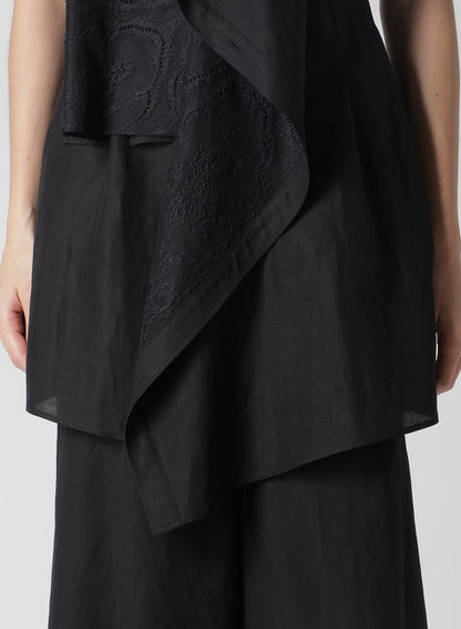 C/Li GABARDINE DRAPED LONG VEST