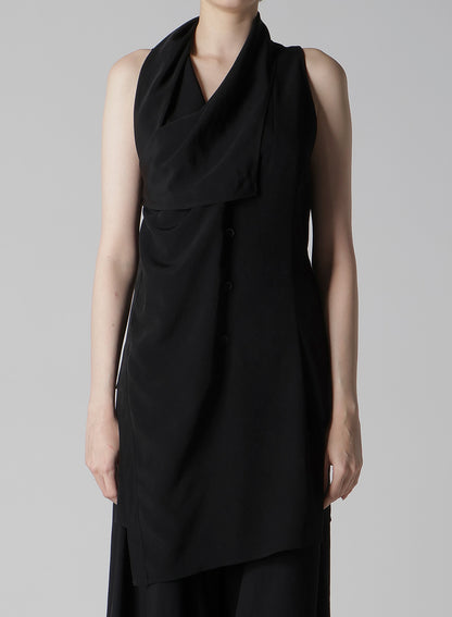 TA/PE CREPE DE CHINE DRAPED LONG VEST