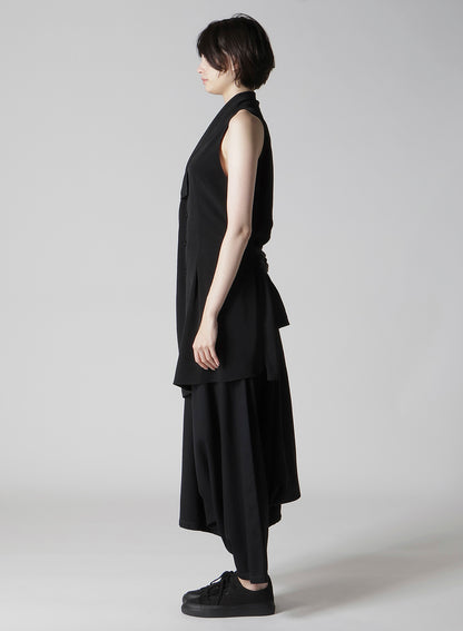 TA/PE CREPE DE CHINE DRAPED LONG VEST