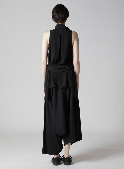 TA/PE CREPE DE CHINE DRAPED LONG VEST