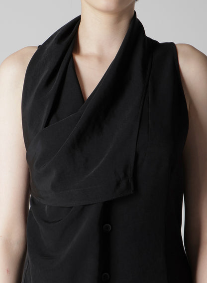 TA/PE CREPE DE CHINE DRAPED LONG VEST