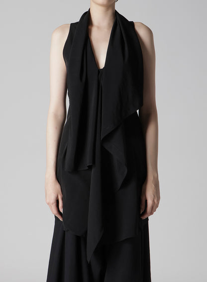 TA/PE CREPE DE CHINE DRAPED LONG VEST