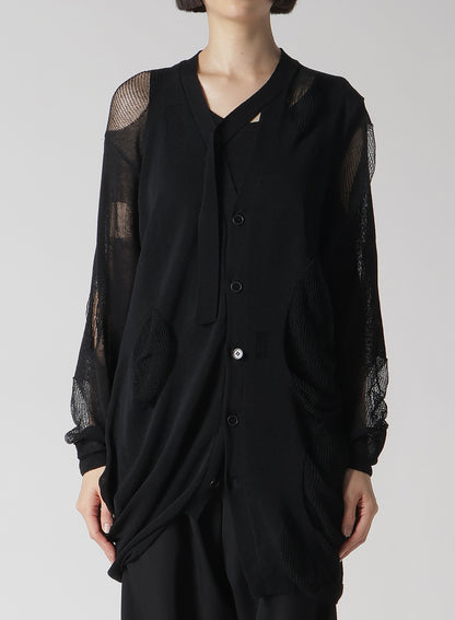 12G2P PLAIN STITCH+PATTERN DRAPED D CARDIGAN
