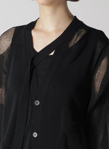 12G2P PLAIN STITCH+PATTERN DRAPED D CARDIGAN